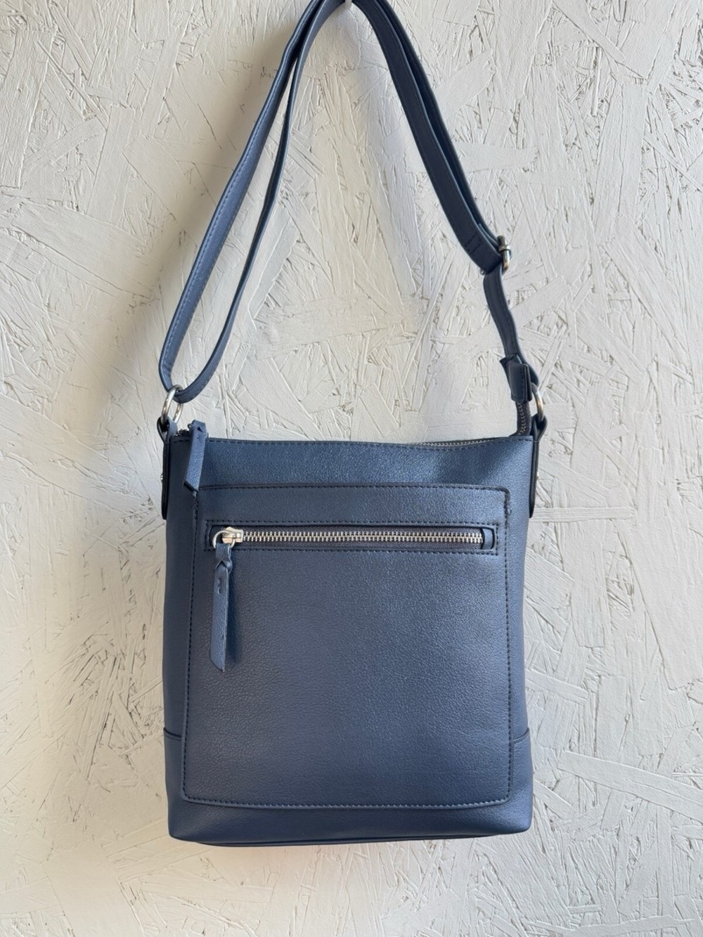 Style & Co. Hudson North South Soft Faux Leather Navy Crossbody